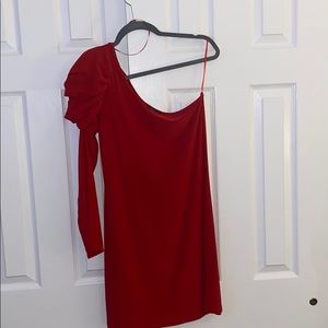 Red one shoulder dress